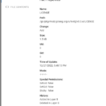 When clicking on a file, its detailed properties are shown.